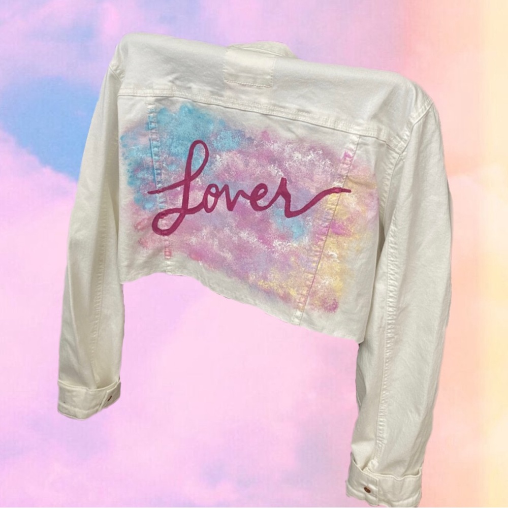 White 'Lover' Cropped Jean Jacket - Women's